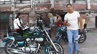 Blonde Gangbang with Bikers - Wild Outdoor Orgy with Anal and Facial