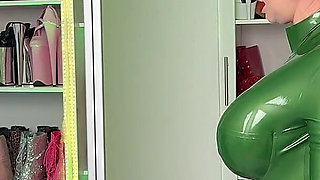 Dressing up in Latexcharms Big Boob Catsuit