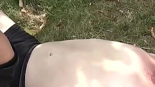 Hot Blonde MILF Pissing on Her Slave in the Backyard