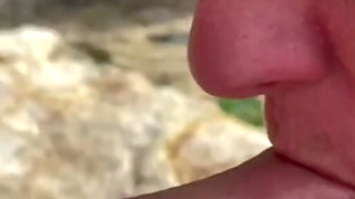 Accidental Blowjob Outdoors - I Cum Fast in His Mouth, They Almost See Us, Risky Homemade Sex