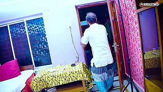 Seeing the desi stepdaughter lying and going to a party, the horny stepfather had sex with the stepdaughter.