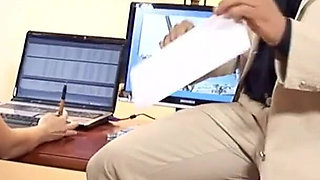 The boss is in the mood for a fuck - Good that the hot secretary with glasses is just around