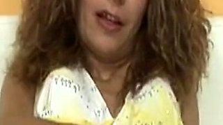 Curly Brunette MILF Switches From Toy to Cock