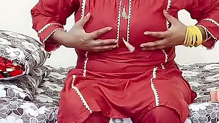 Desi Hot Woman with Natural Tits Riding on Dildo