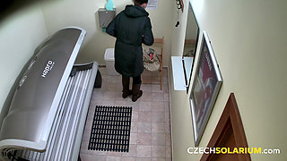 Czech Solarium 147 Brunette Plays with Her Pussy Again