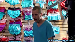 Femdom inked squirter in 3 way