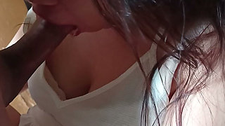 My Friends Hot Stepmom Has a Big Tits Giving Me a Sensual and Sloppy Blowjob