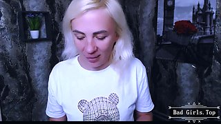 Skinny Big-Tits Blonde Milf Performs Solo Webcam