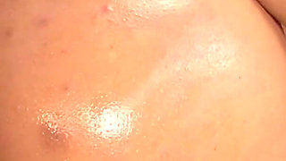 Oiled Babe with Nice Round Ass Is Bouncing on Her BF's Hard Cock