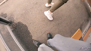 Risky Blowjob on a Bus Station Near the Road - Almost Caught! - Black Lynn