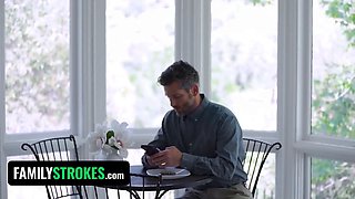 Gorgeous teenage haley spades pranks her step father and then pulls his panties down to make up to him