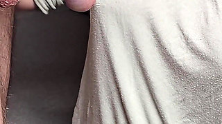 Handjob with a View on My Bouncing Boobs and Huge Cum on Clothes!