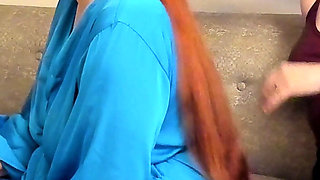 Short Hair Servant Anne Brushing and Braiding My Long Thigh Length Red Hair - Hair Fetish Sfw
