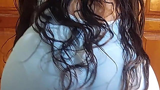 It’s a Delight to See Her Long Hair and Her Hips as She Rubs Against My Cock