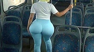 Xprohibidox1s Petite Big Ass Twerks in Light Blue Leggings on Bus