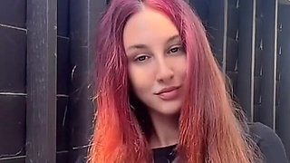 Smoking Outdoor Along Hair Fetish and Boobs Flash