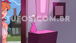Ginger chick was masturbating when he caught her, stuck his cock up her ass and filled it up cartoon