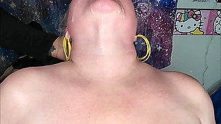BBW Roommate Submits to Sloppy Rough Deepthroat Training 9 Inch Dildo