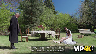 VIP4K. Beautiful 18-years old Babe fucks with the Priest on her Wedding