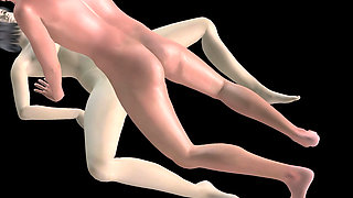 Animated 3D Porn - Asian Man Fucking Beautiful Girl in Missionary Pussy & Ass Creampie