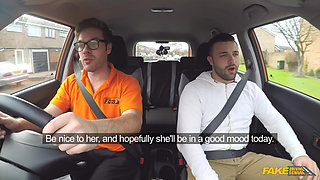 Fake Driving School - Big Tit Hot Brunette Jasmine Jae Flashes Max in a Car & Pulls Him for Doggystyle Sex