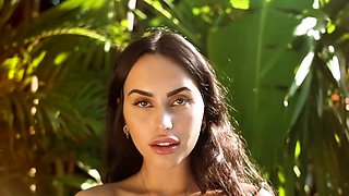 Hot latina teen posing naked in the pool