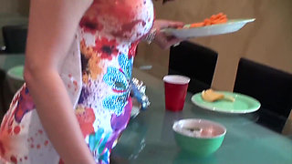 Latina Sex Tapes - Big Tit Miss Raquel & Juan Get Busy During Party Prep While She Works on His Cock