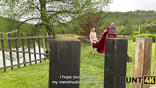 Buxom Czech Maya fucked by older cock outdoors next to cuckold - POV