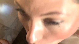 Latina girl has a big cock blowjob pov style