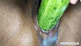 Filipina Teen MsMocha Squirts Hard Using Big Cucumber Masturbation