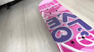 Peeing on My Skateboard and Showing the Puddle up Close