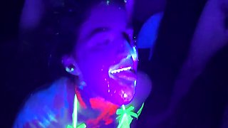 Glow Party Gangbang: Petite MILF Vanessa Cliff Takes Multiple Loads in Hardcore Bukkake