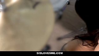 Brutha ambles in on his hot step sister in law Kitty Carrera showing off her ass to a cam