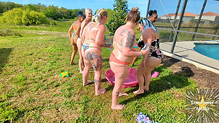 Six Oiled-up Sluts Degrade You While They Slip and Slide in Baby Oil