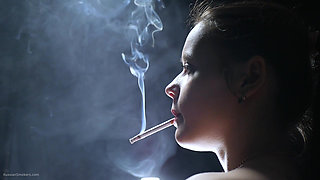 A Little Bit Naked Smoking Girl