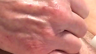 Closeup Big White Dildo Play MILF Brunette with Glasses