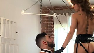 Naughty blonde femdom fetish hottie rams ass with strapon
