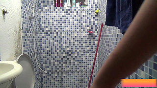 Beautiful Brunette in the Shower First