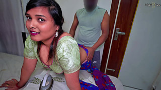 My Maid Flirt in Doggystyle. Big Ass Maid Gets Hard Fucked by Owner When Maid Was Mopping the Floor with Hindi Audio.