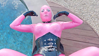 Cristal Kinky Pink Rubber Doll Getting Fucked Outdoors POV