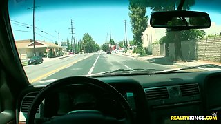 Brunette Street Seduction with Romeo Price in Car Heat