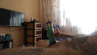 Helped me cum by jerking off my cock.