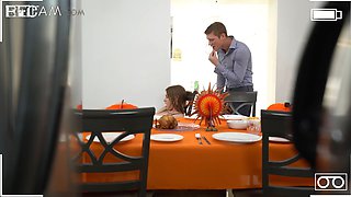 Stepsis Begs Stepbro For His Cock Down Her Throat For Dinner