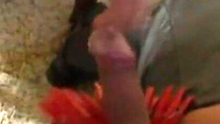 Humiliating penis pinching with masked man