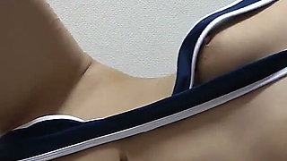 Indoor Camera in Girls' Apartment in Japan, Cute Girl Exercise Training While Wedgie Thong Leotard and Stick Out Natural Tits