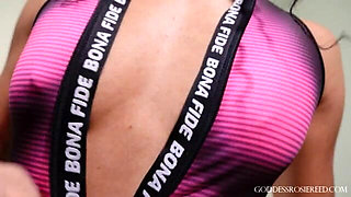 Zipper Bitch Edging Tease - Ebony Femdom Goddess Rosie Reed Spandex Gym Outfit Cock Edging Tease and Denial - Standard Definition