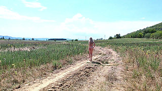 Slave tih undresses on the country road
