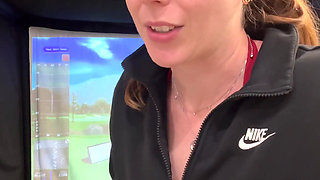 Trying to Golf in a Simulator with My Lush in! Trying Not to Cum While I Swing!