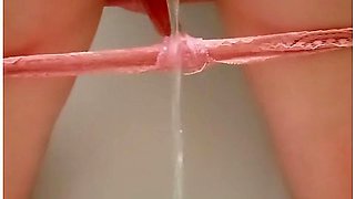 Hairy Milf Pisses In The Toilet With Her Fat Booty Spread And Wetting Pink Panties