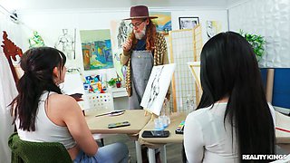 Black on Black Sex: Art Class Pussy p2 - Oiled Up Ebony Kira Noir rides BBC Alex Jones